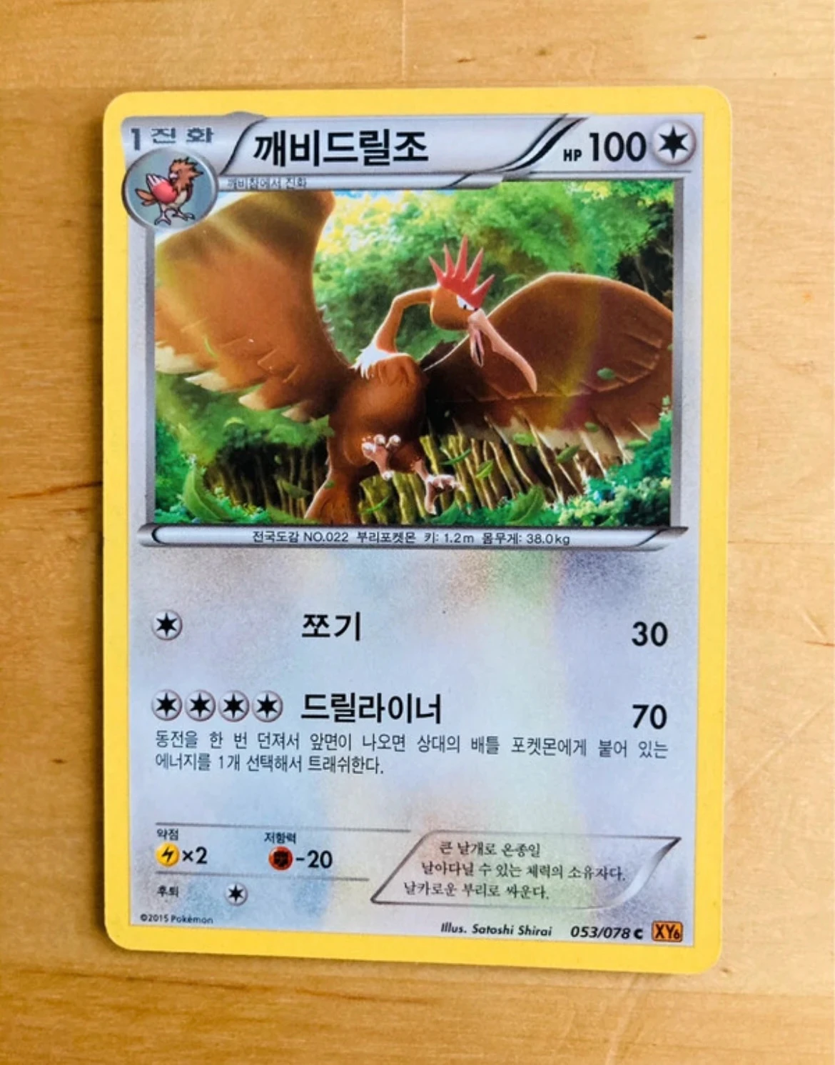 Carte Pokémon coréenne Fearow édition 2015.